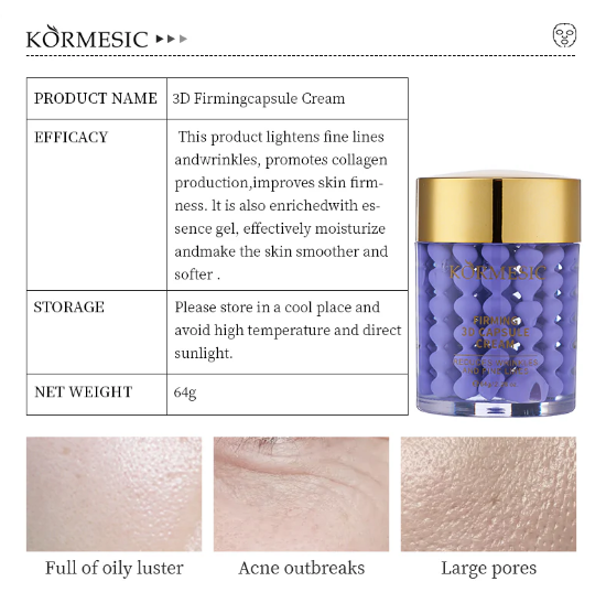 Kormesic-Crema Facial Reafirmante Cápsula 3D (64gr) – Lifting Instantáneo y Nutrición Profunda